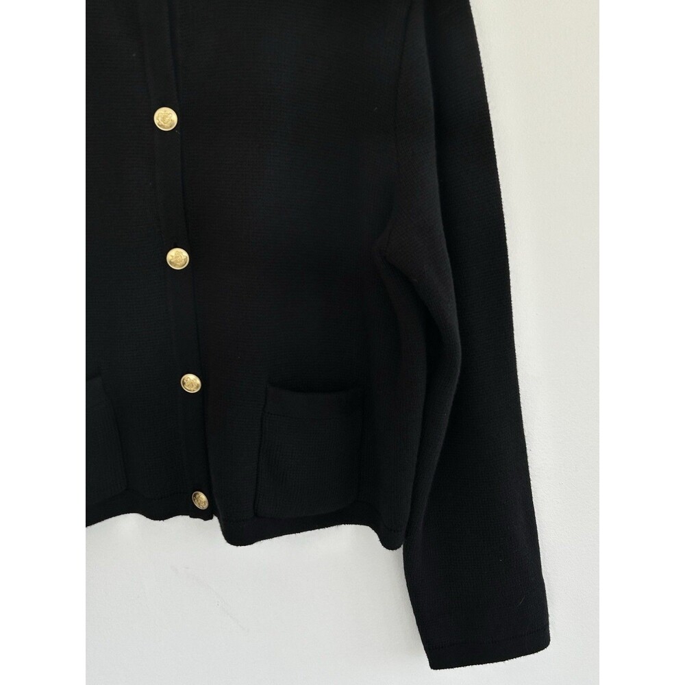 J.Crew Emilie Sweater Lady Jacket Size XL Black Gold Buttons Cardigan Pockets - Picture 5 of 8